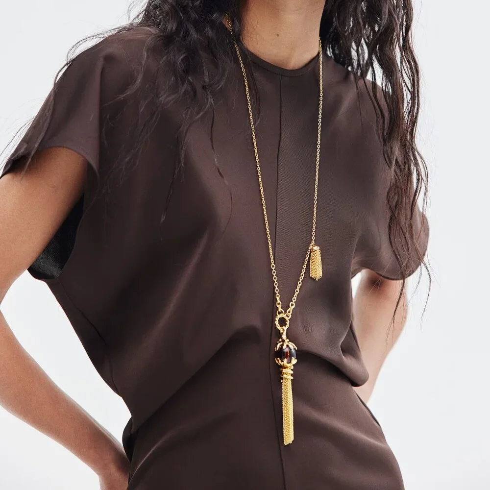 H&M Tasseled-Pendant Necklace, NWOT - Picture 3 of 6